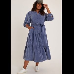 Anthropologie Pilcro Marta Tiered Corduroy Midi Dress